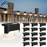 Solar Deck Lights 16 Pack Solar Fence Light Solar Powered Outdoor Step Light IP65 Waterproof LED Solar Pathway Light for Deck