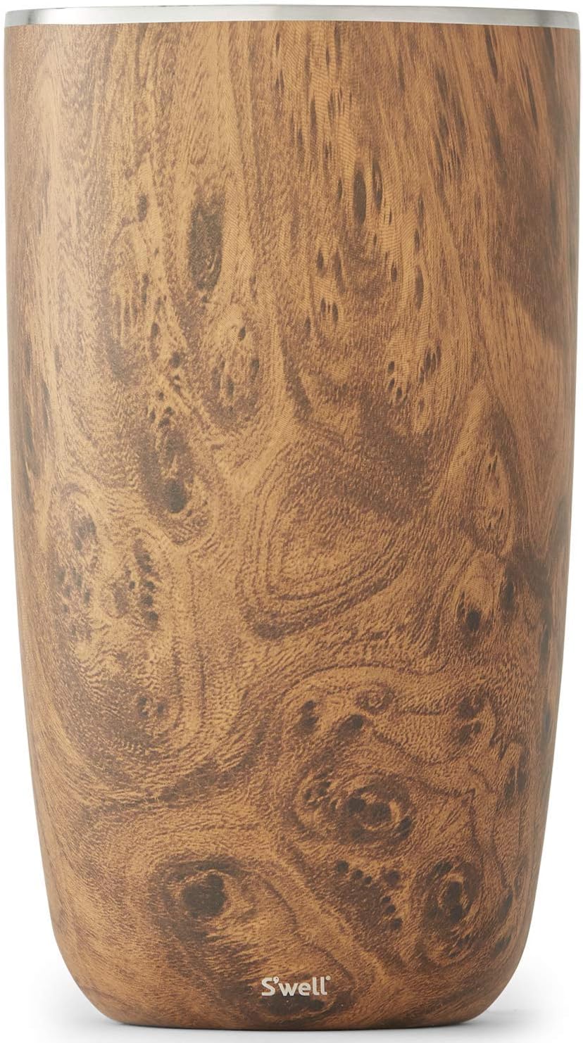 S'well Stainless Steel Tumbler Triple-Layered Vacuum-Insulated Containers Keeps Drinks Cold for 17 Hours and Hot for 4 - with No Condensation - BPA Free Water Bottle, 18oz, Teakwood