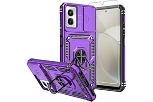 SKMY for Moto G Power 5G 2024 Case,with Screen Protectors and Camera Cover,[Military Grade] 16ft.Drop Tested Cover with Magnetic Kickstand Protective Case for Motorola G Power 5G 2024, Purple