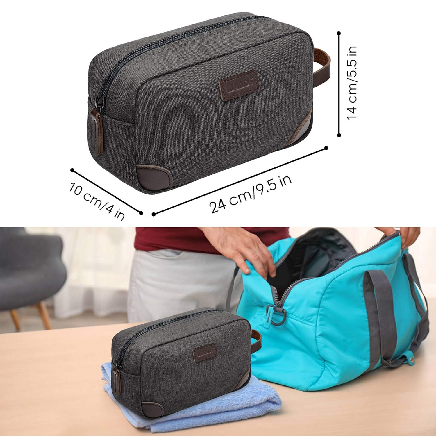 WANDF Toiletry Bag Small Nylon Dopp Kit Lightweight Shaving Bag for Kids Men and Women Grey : Beauty
