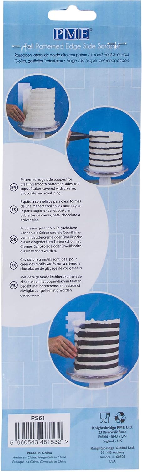 Amazon.com: PME PS61 Tall Patterned Edge Side Scraper for Cake Decorating-Stripes, 10 in Transparent: Kitchen & Dining