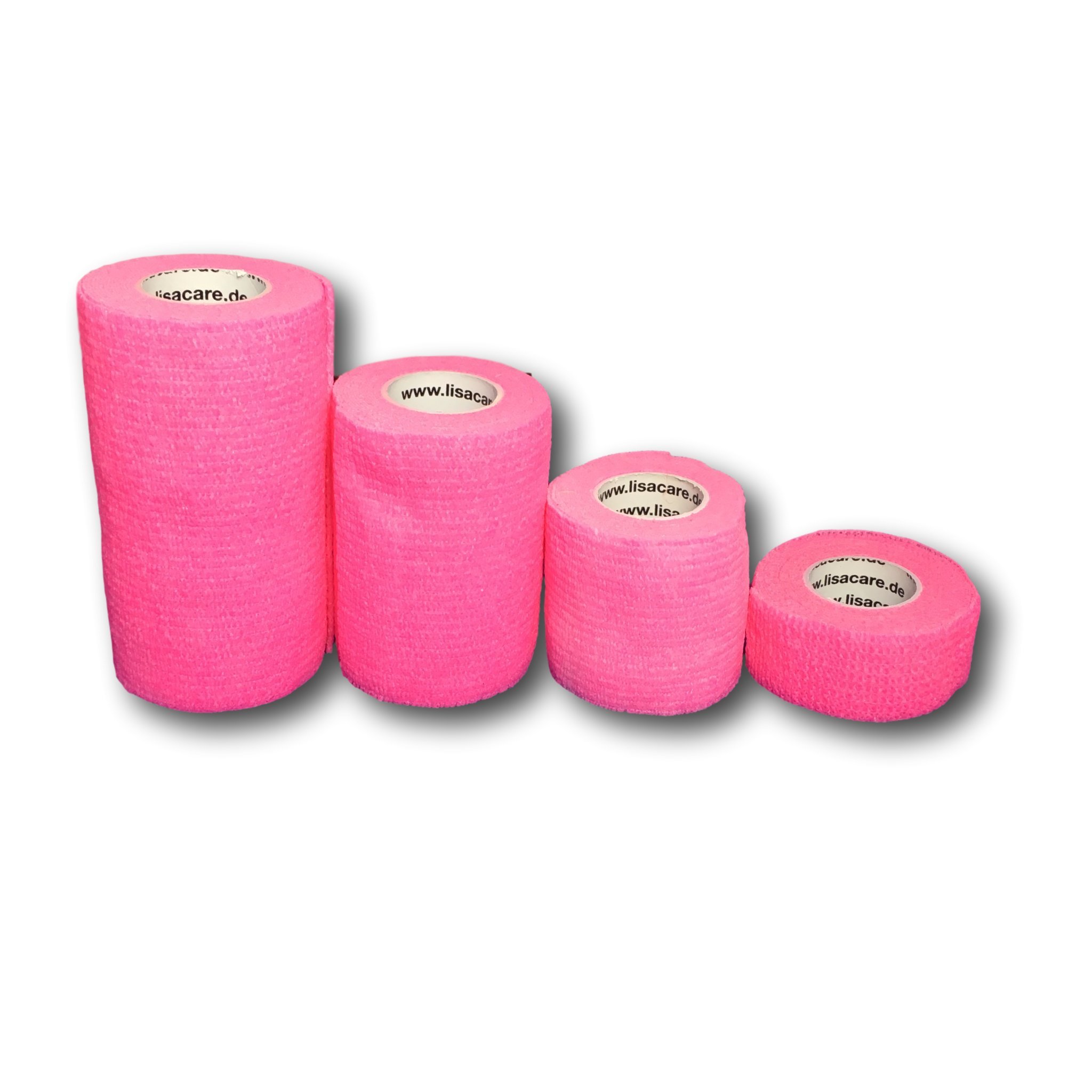 LisaCare NEON Plaster | Cohesive Bandage | Sports Association | Fixation Bandage | self-Adhesive elastically Stretchable | Set of 4-2.5-10cm Wide x 4.5m | Color Selection (neon Pink)