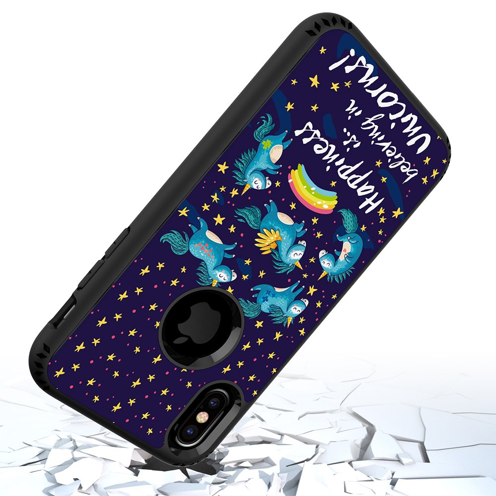 iPhone X Case, MagicSky Shockproof Slim Corner Protection with Resilient Shock Absorption Rubber Protective Case Cover for Apple iPhoneX - Unicorns