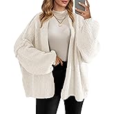Saodimallsu Womens Oversized Cardigan Sweaters Open Front Chunky Knit Casual Long Lantern Sleeve Fall Sweater Coats