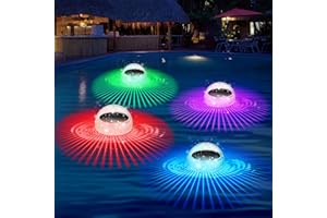 Pugwoy Floating Pool Lights,RGB Color Changing Solar Pool Lights That Float,Waterproof Globe Lights for Swimming Pool Accessories, Outdoor Light Up LED Pool Light for Pool,Pond,Spa,Hot Tub (4PCS)