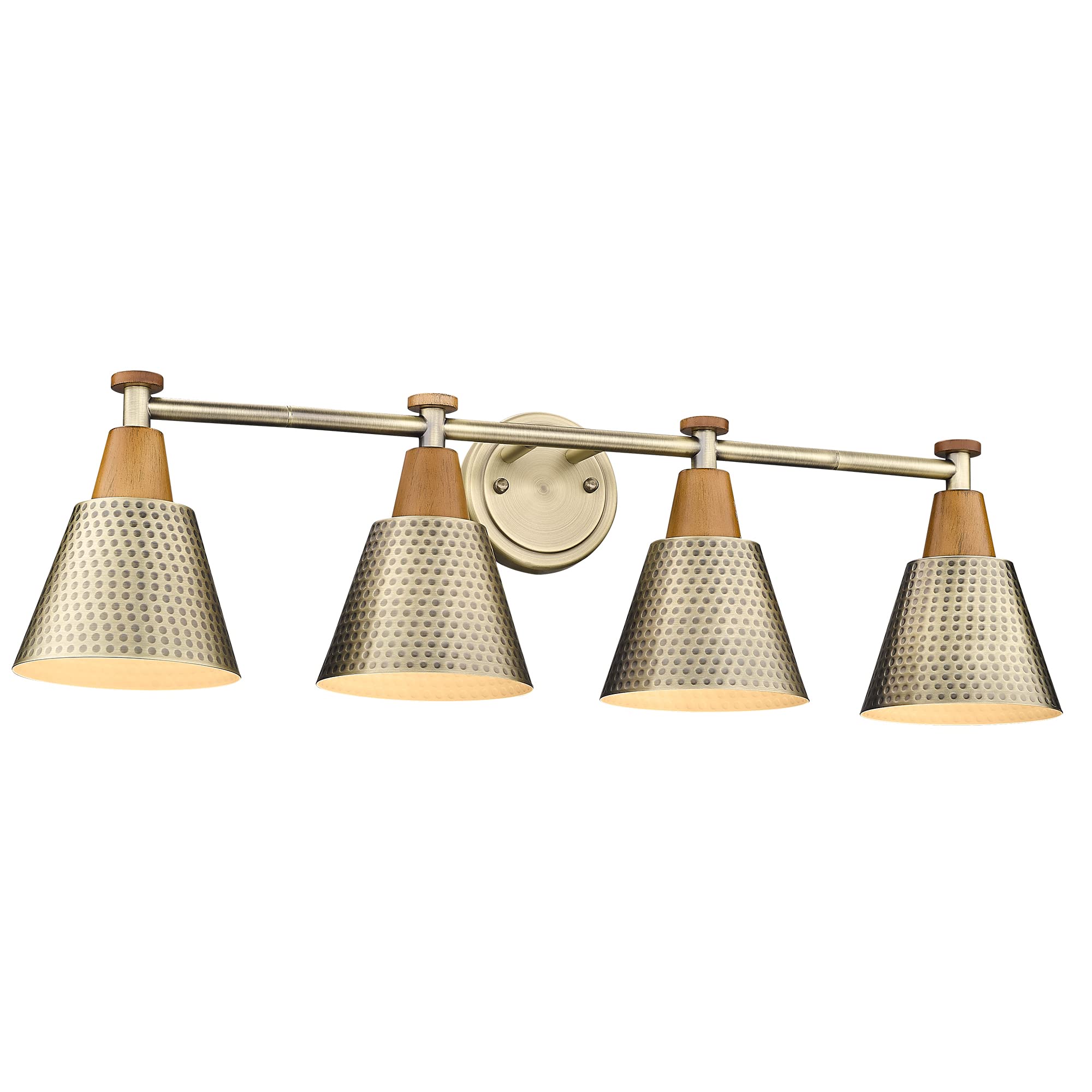 Photo 1 of FEMILA Vanity Lights, 4-Lights Bathroom Light Fixtures Over Mirror, Antique Brass Wall Sconces Lamp with Hammered Metal Shade Finish, 4FG59B-4W BG