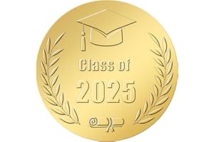 YITLA Class of 2025 Graduation Stickers, 120PCS 1.6in Gold Embossed Graduation Envelope Sticker Seals, Envelope Stickers for Grad Party Decorations, Invitations & Certificates