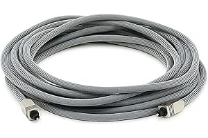 Monoprice 102766 Premium S/PDIF (Toslink) Digital Optical Audio Cable - Silver - 25ft | Heavy Duty Mesh Jacket, Metal Connect