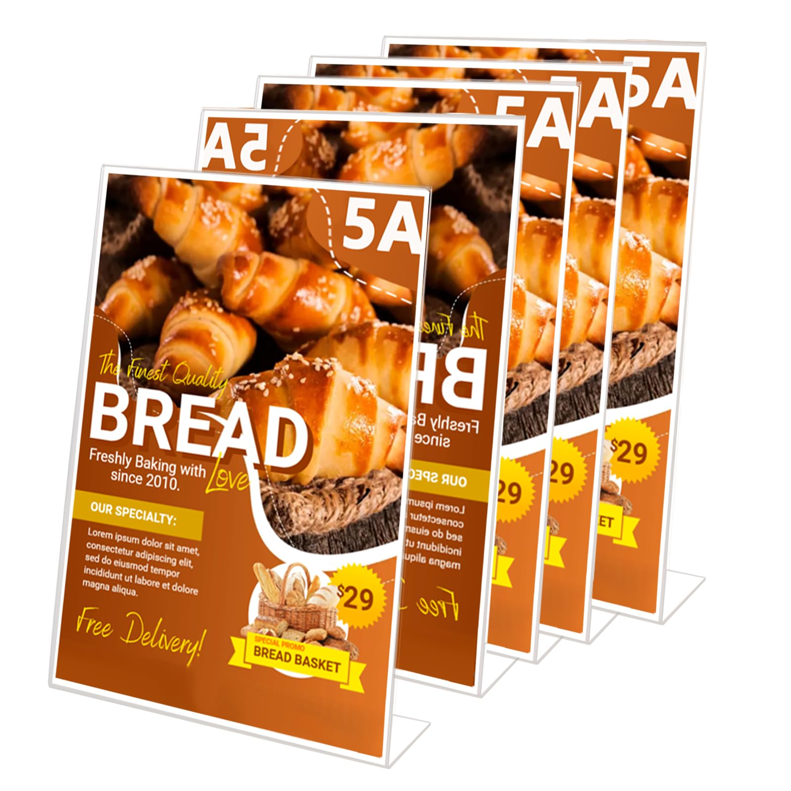 ASelected 6PCS Acrylic Sign Holder A4 Plexiglass Display Stand Clear Tilt Poster Menu Holder For Office Restaurant Hotel Promotion Photo