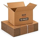 BOX USA Moving Boxes Holds 65lbs, 18"L x 14"W x 12"H (10-Pack) Medium - Corrugated Cardboard Box for Shipping, Mailing, Packing, Packaging and Storage