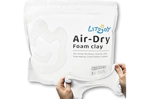 1.1 Lbs / 500 Grams LitoJoy White Air Dry Foam Clay - Modeling, Soft, Light Weight for School Supply, Art Projects, Halloween Deco, Cosplay Props, Slime Supplies, Flower Mirror (White)