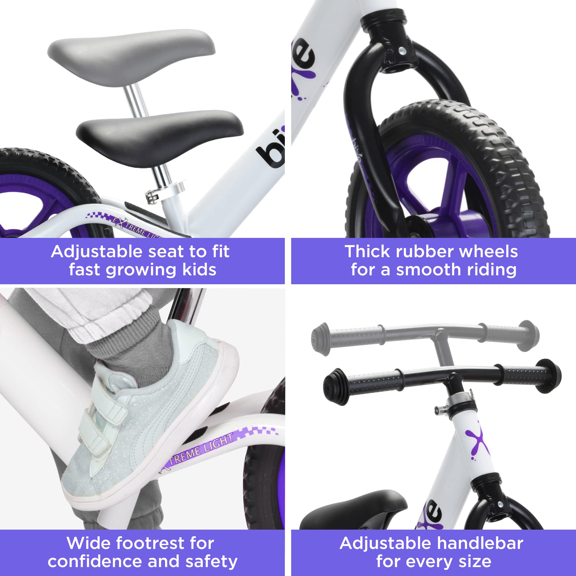 Bixe Aluminum Balance Bike 18 Month to 6 Yr Old - 30.5 cm (12 inch) Wheel Bicycle - No Pedal Toddler Bike - First Bike for 1 2 3 4 5 + Year Old Boy or Girl - Kids' Balance Bikes