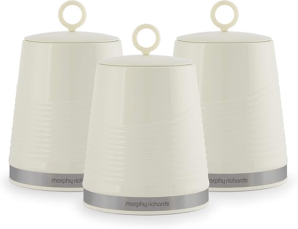 cream and grey tea coffee sugar canisters
