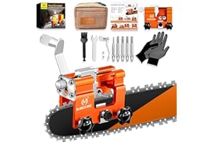 OMCCHK Chainsaw Sharpener, Portable Chain Saw Sharpener Tool has 5 PCS Rods, Manual Chainsaw Blade Sharpener Attachment with Carry Bag,