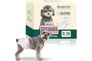 WAGORIFIC Dog Diapers for Female Dogs: Leakproof, Adjustable, Soft, and Breathable Disposable Diapers for Female Doggie – Perfect for Incontinence, Training, and Travel – 36 Pack Size S