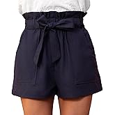 CUPSHE Women Summer Shorts with Pockets Bowknot Tie Waist Wide Leg Short High Waisted Casual Beach Vacation Outfits