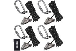 Hikeman 4 Pack Camping Rope with Locking Carabiner Clip,4mm Reflective Guy Lines with Triangular Guyline Adjuster Tensioner,Nylon Cord for Tent Tarp Tie Down,Hiking,Backpacking