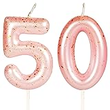 Hongplus Pink Gold Number 50 Candles, 50 Birthday