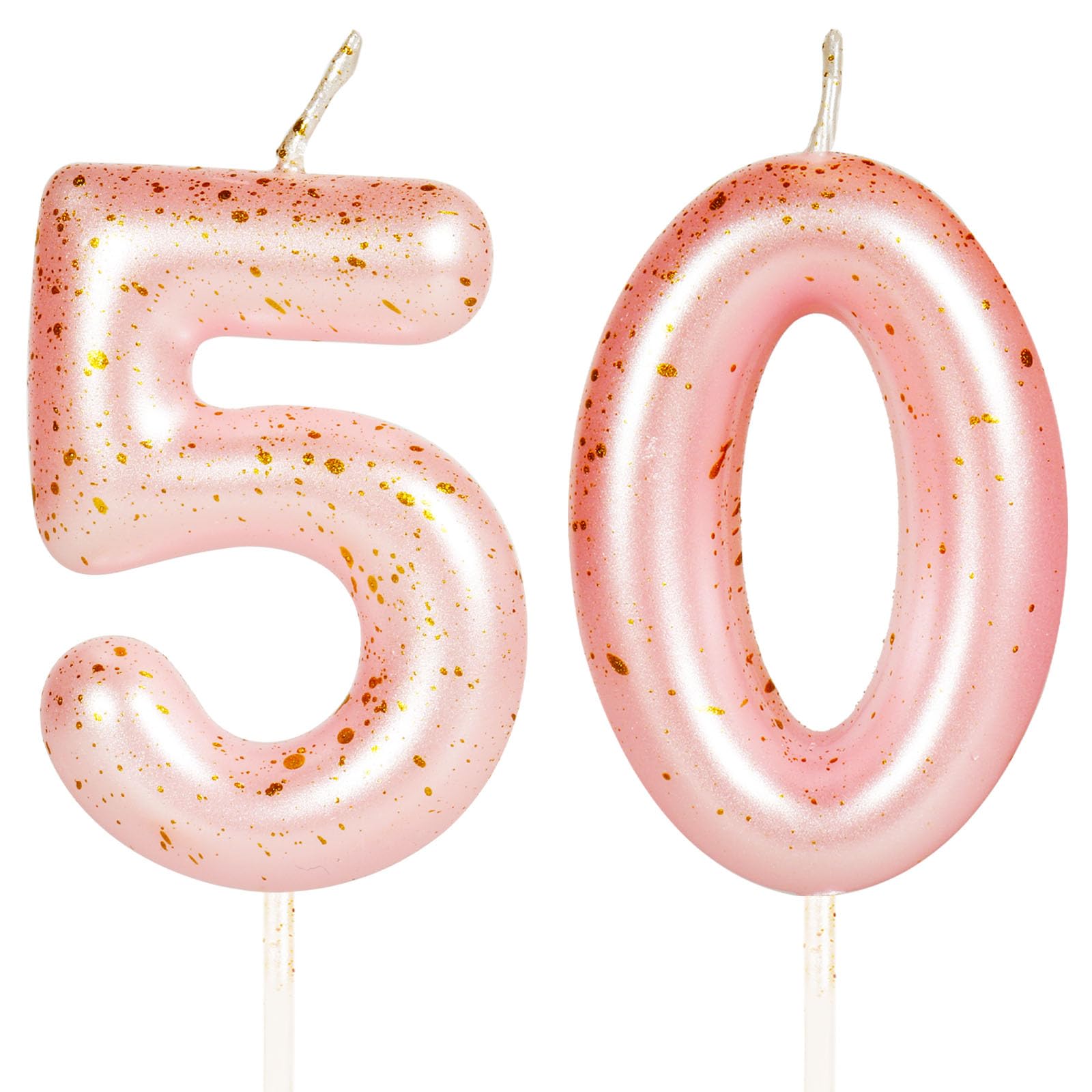 Hongplus Pink Gold Number 50 Candles, 50 Birthday