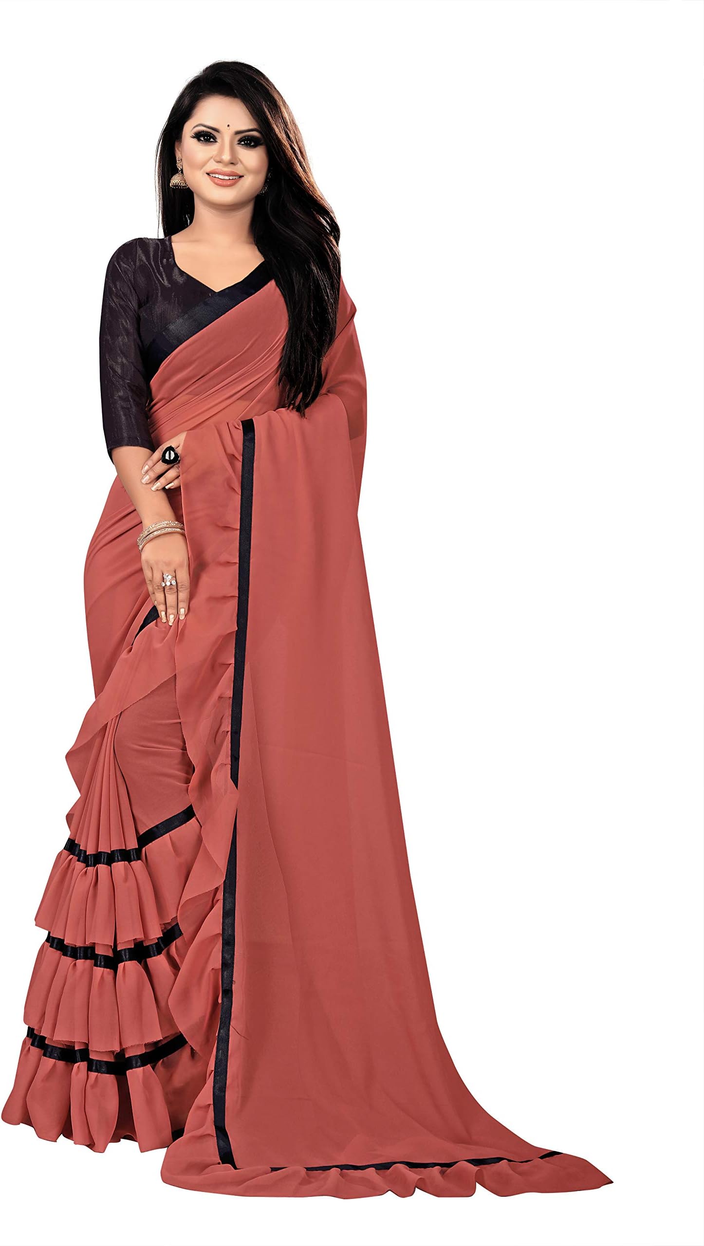 Aldwych Georgette Frill Ruffle Saree with Blouse