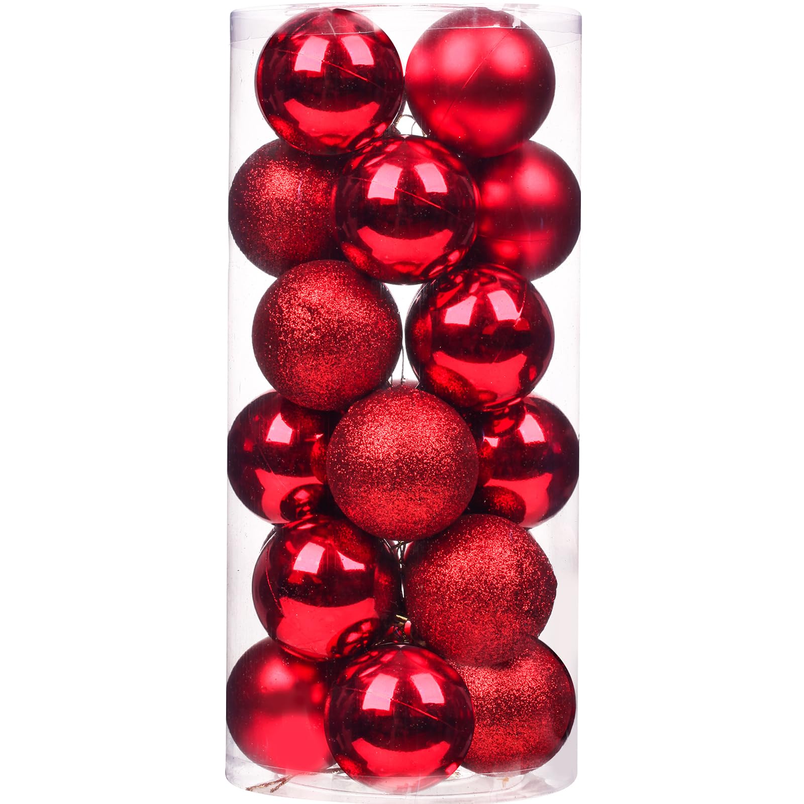 Emopeak 24Pcs Red Christmas Ornaments for Tree Decor, 1.57 Inch Mini Christmas Balls Ornaments, Shatterproof Xmas Hanging Baubles for Holiday Wedding Party Decoration