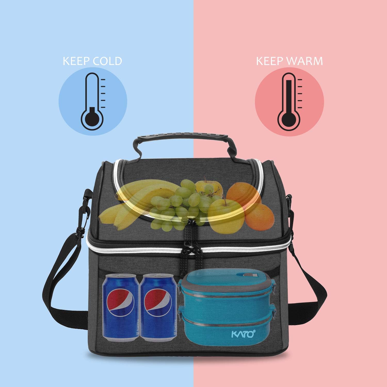Kato Tirrinia Insulated Lunch Bag for Men Work Picnic Cooler Bag - Image 3