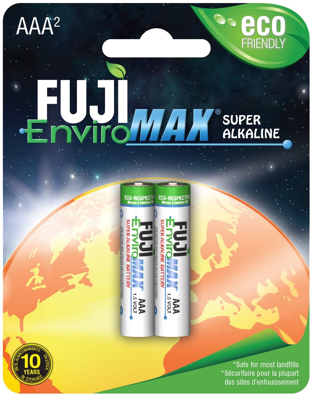 Fuji Enviromax 1.5V Super Alkaline AAA Batteries - No Harmful PVC & Heavy Metals, Long Lasting, Powerful, Triple AAA Batteries (Pack of 2)