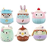 Squishmallows 2025 Easter B Squad Donkey, Bunny, Cow, Rooster, Lamb, and Bear 5" Stuffed Plush by Jazwares (Set of 6)