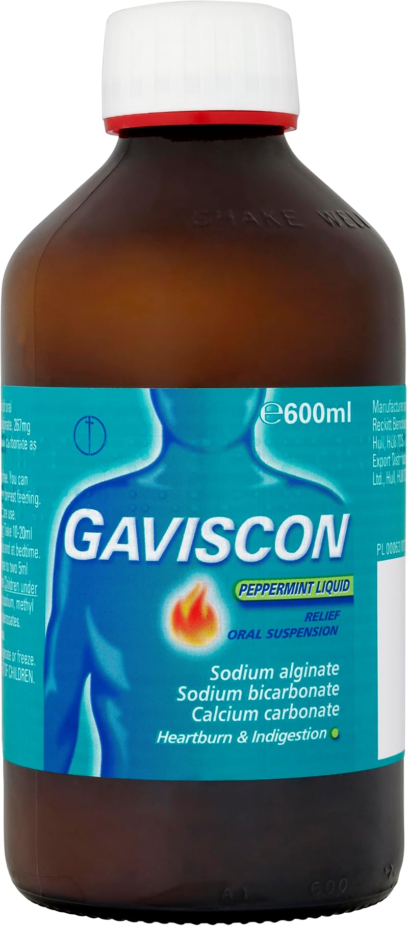 Gaviscon Peppermint Liquid 600 ml - Fast Relief Heartburn Indigestion GORD