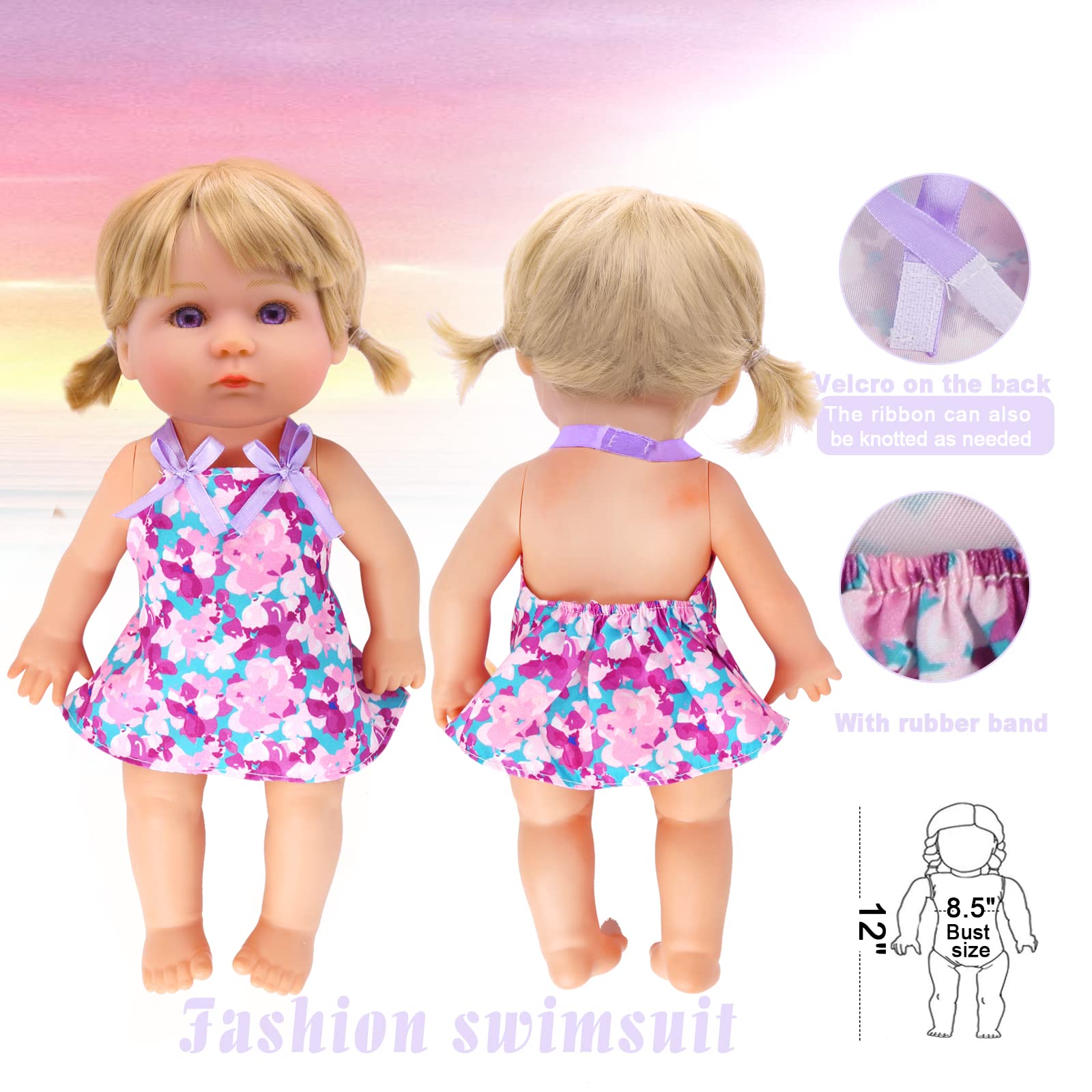 Alive Girl Baby Clothes - 6 Sets 12 Inch Baby Dolls Dress Accessories Include unicorrn Skirt Snow White Dresses Swimsuit Outfits, 12 Inch Doll Clothing for Girls Birthday Xmas Gift