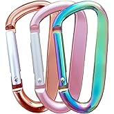 HUYANDOO Cute Carabiner Clip, 3" Aluminum Alloy Caribeener D Ring, Spring Snap Hook for Keychain Clip