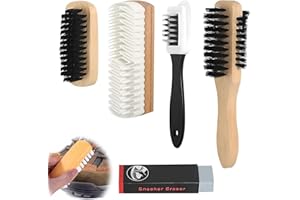 Suede Shoe Cleaner Set, Soft Bristle Brushes, Rubber Eraser, 5-Piece Kit for Cleaning Suede, Nubuck, and Leather Shoes, Boots