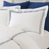 Pine Cone Hill Trio Indigo Stripe Percale Cotton Duvet Sham, King