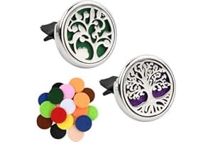 Emperoch 2 Pcs 3cm Car Aromatherapy Essential Oil Diffuser with 20 Pcs Felt Pads, Stainless Steel Essential Oil Diffuser with