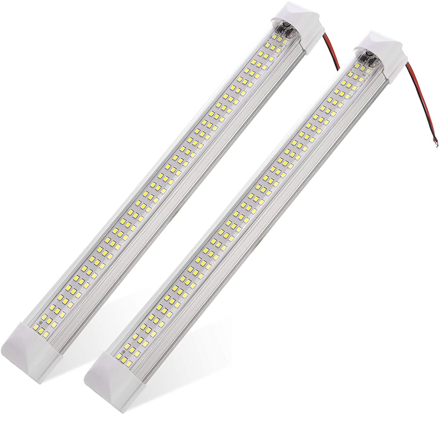 Photo 1 of 12 Volt LED Lights Bar - Daylight 6000K 13.4 Inch 108 LED 5W 500 Lumens, LED Car Interior Light Strip with Switch for RV Van Boat Trailer Camper, Pack of 2