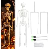 Nalanzhou 2Sets Skeleton Stand Outdoor for Halloween 6FT Skeletons | Plastic Skeleton Support Holder with 4 Adjustable Stakes, 50 Zip Ties for Skeleton Display Outdoor, Not Included Skeletons