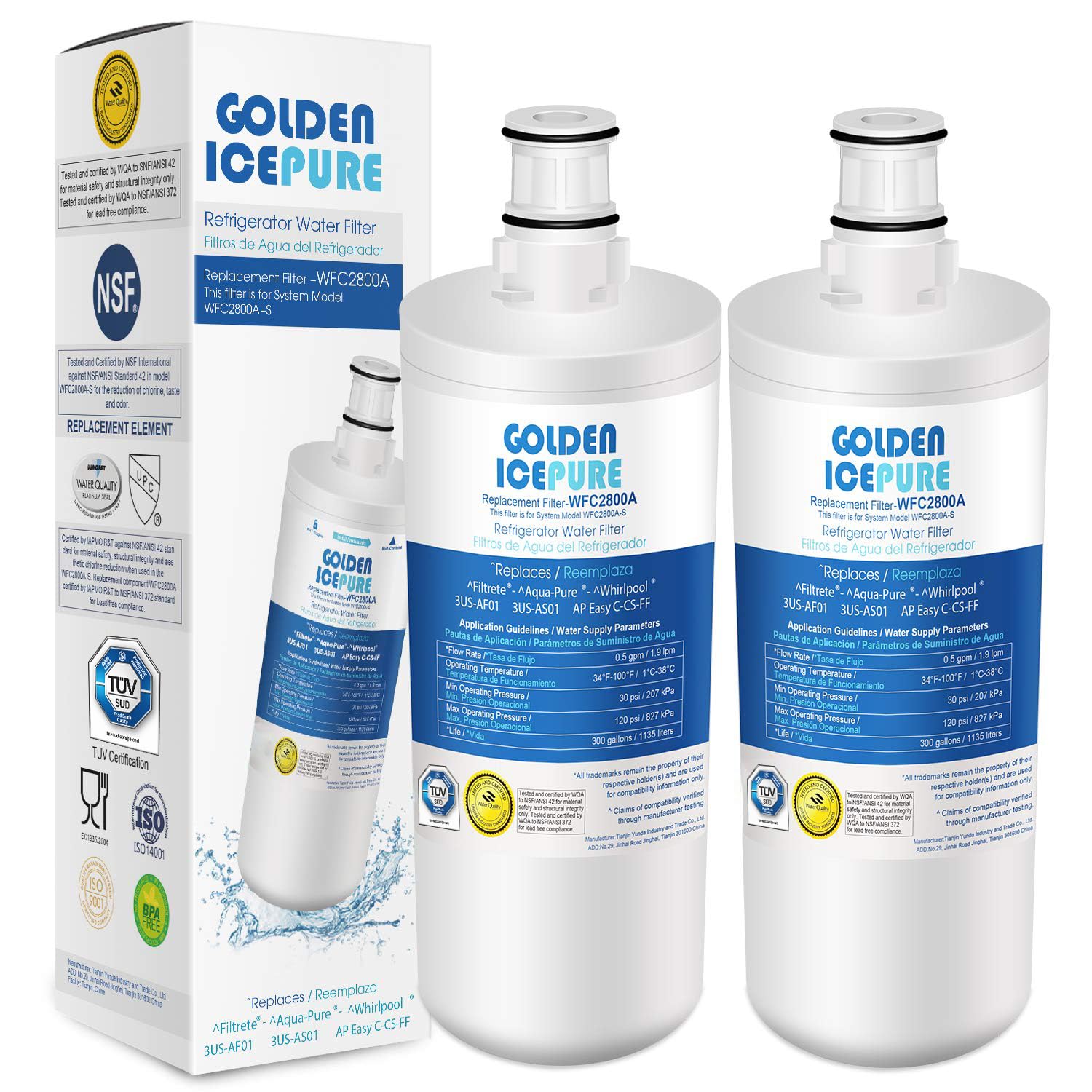 GOLDEN ICEPURE Water Filter Replacement for InSinkErator Hot Tap, Compatible with F701R 3US-AF01 3US-AS01 HC-3300 GN-1100 3M AP3-765S 70020019835 HC-1100, Whirlpool WHCF-SRC, WHCF-SUFC, WHCF-SUF