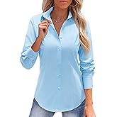 siliteelon Button Down Shirt for Women Long Sleeve Dress Shirts Fitted Work Blouse, Stain-Resistant for Business Casual Wear