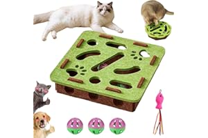 Cat Nail File Enrichment Box, Interactive Cat Toy Puzzle Toys for Indoor Cats, Cat Scratch Puzzle Enrichment Box (Green)