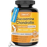 ZEBORA Glucosamine Chondroitin, Joint Supplements for Women/Men, with MSM, Turmeric, Joint Support Supplement, Shellfish-Free, 120 Capsules