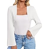Yousify Women's Bolero Shrug Long Sleeve Open Front Cropped Cardigan Shrugs Bell Sleeve Tops 2025