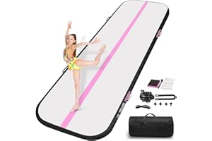 ZAFIED Air Gymnastics Tumbling Mat, 6.6ft/10ft/13ft/16ft/20ft Inflatable Track Mat for Home/Outdoor Training, 4 inch Thick Gym Mat with Electric Pump for Kids & Adults
