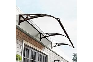 BZZQ Awnings for Windows Outside, Aluminum Bracket awnings, Black Bracket awnings, Suitable for terraces, Bedroom Windows, rain and Snow Protection, Sunshade, Easy to install-Transparent-60x150cm/24x59in