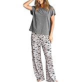 CUPSHE Women's Pajama Sets, 2 Piece Crew Neck Short Sleeves Casual Sleepwear Soft and Comfy Lounge PJs Sets