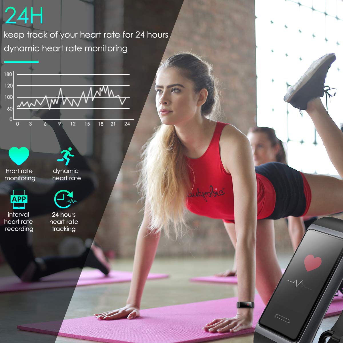 HOMVILLA Fitness Tracker, Smartwatch Activity Tracker Sports Smart Band Impermeabile IP68 Polsino Bluetooth con Monitor della frequenza cardiaca Pedometro Monitor del Sonno Caloria per iOS Android