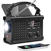 NOAA Emergency Weather Radio-12000mAh/44400mWh Radio Portable AM/FM with Solar/Hand Crank/USB Rechargeable Battery/SOS Alarm for Indoor/Outdoor Emergencies