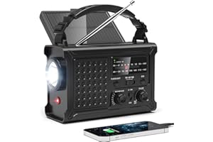 PPLEE NOAA Emergency Weather Radio-12000mAh/44400mWh Radio Portable AM/FM with Solar/Hand Crank/USB Rechargeable Battery/SOS Alarm for Indoor/Outdoor Emergencies