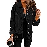 GRAPENT Women's Basic Button Down Long Sleeve Stretchy Jean Trucker Denim Jacket