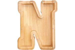 Twenty-six English Alphabet A-Z Letter Piggy Bank,Large-Capacity Transparent Wooden Alphabet Piggy Bank，Personalized Coin Sav