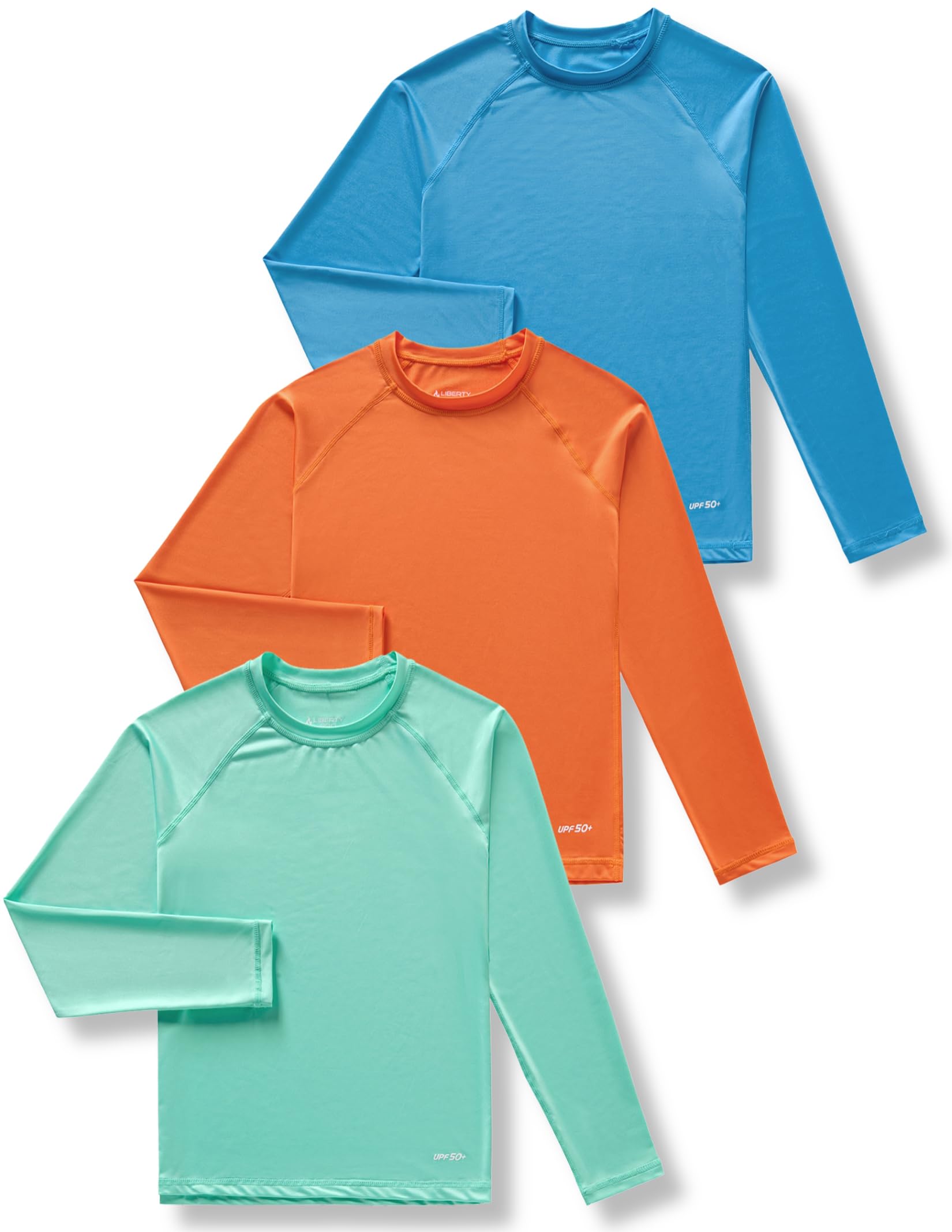 Photo 1 of 3 Pack Boys' UPF 50+ Rash Guard Long Sleeve Swim Shirts, Quick Dry UV Protection Swimwear for Kids (Set 4, X-Small)